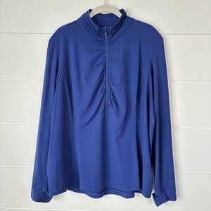 IBKÜL Blue 1/2 Zip Ruched Long Sleeve Mock Golf Shirt Size XXL